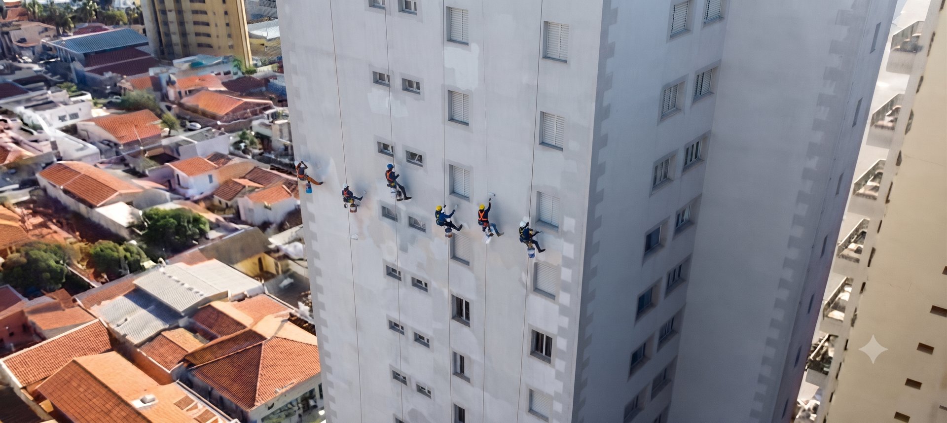 Pintura de fachada predial em execução